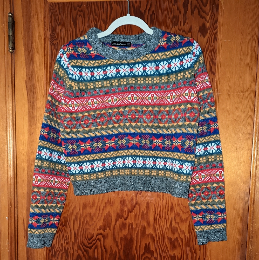 Zara Fair Isle Sweater • M